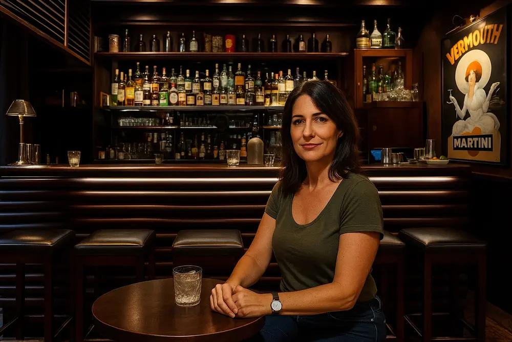 rencontre couguar Lyon - femme mature souriante dans un bar